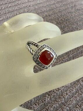 David Yurman RARE! Carnelian Petite Albion Ring 7mm size 6